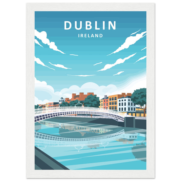 Dublin City Ireland Retro Travel Framed Poster