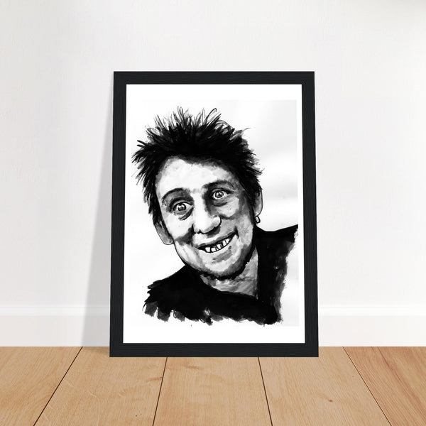 Experience Shane MacGowan's essence through framed art prints celebrating the musical legend's iconic presence and raw emotion. Explore vivid tributes capturing his spirit and legacy.
