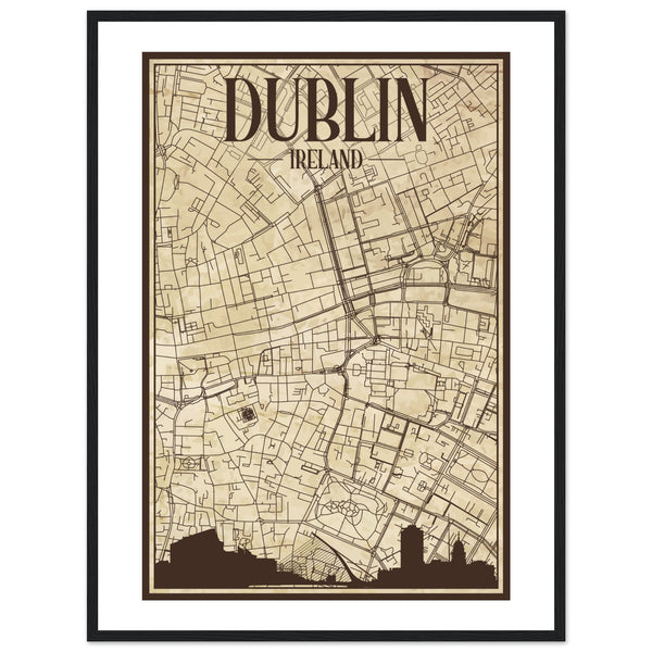 Dublin Vintage City Map Print