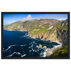 Immerse yourself in the awe-inspiring beauty of Ireland's Slieve League with our stunning framed print. This captivating artwork brings to life the majestic cliffs of Slieve League, standing proudly along the enchanting Wild Atlantic Way.